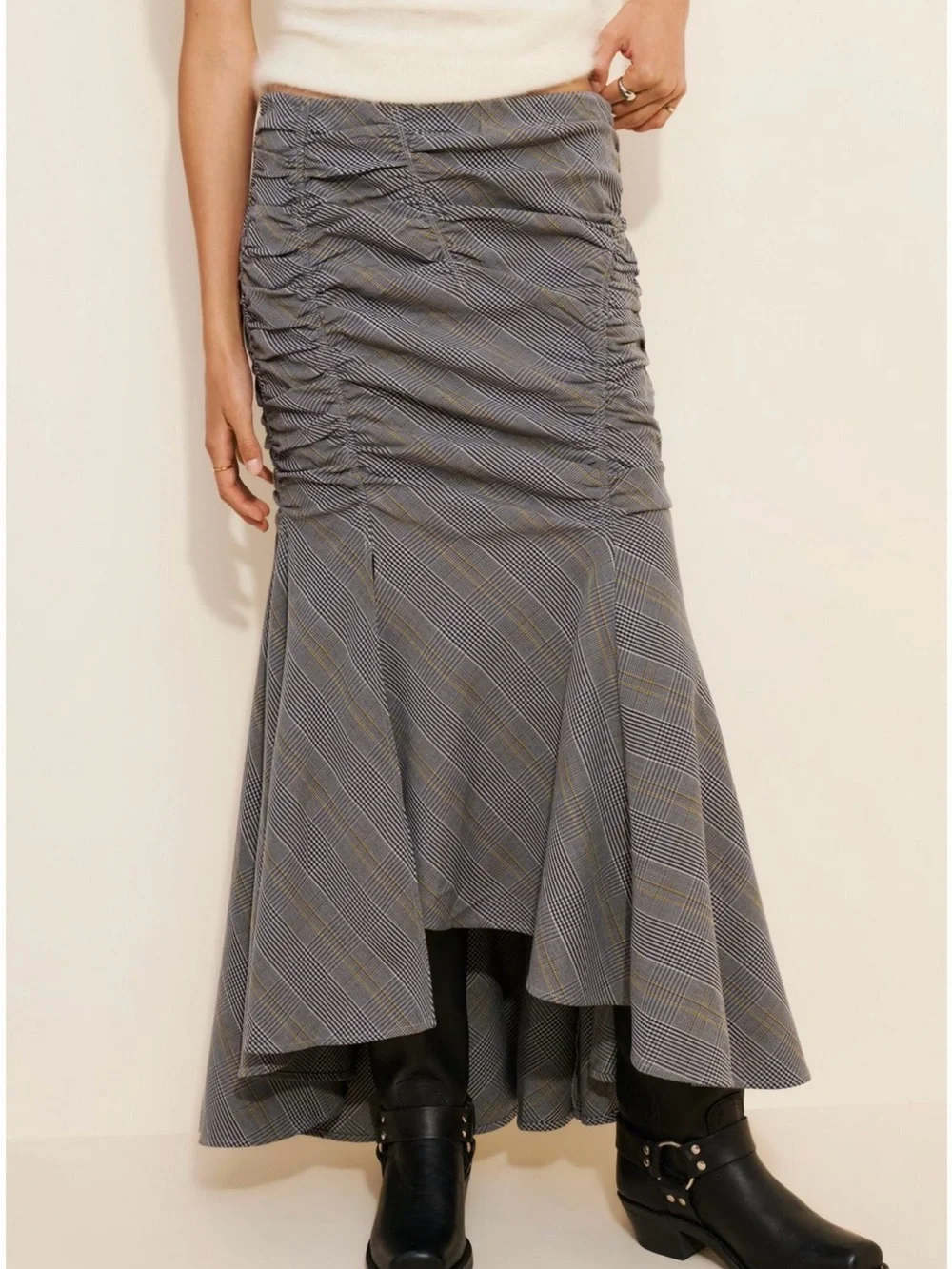 Maeve Sexy Ruched Mermaid Midi Skirt - Picture 1 of 4